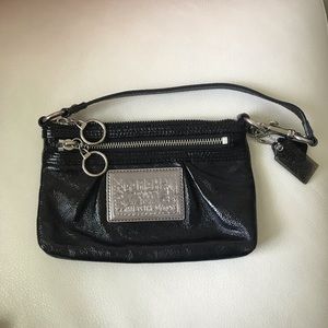 Coach Poppy Black Patent Leather Wristlet